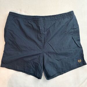 Vintage Givenchy Navy Blue Swim Trunk Shorts Mens L logo pockets 4” inseam